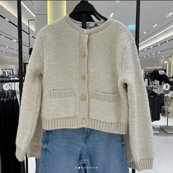 ZARA BOUCLÉ KNIT CARDIGAN Size XL NEW WITH TAG! - Picture 7 of 8